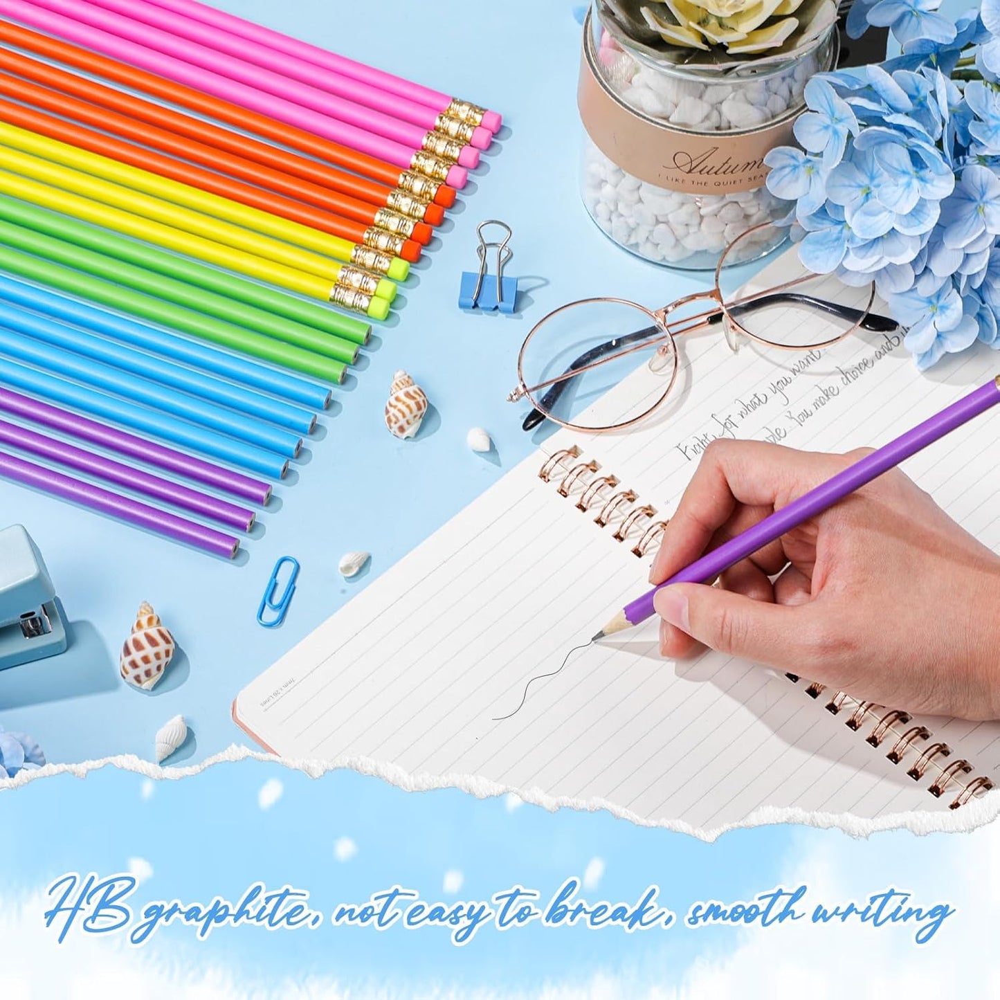 24 Pcs Round Pencils with Eraser 2 HB Cute Pencils Bulk for School Graphite Wood Color Unsharpened Pencil for Drawing Sketching Wedding School Teacher Supplies Student Reward