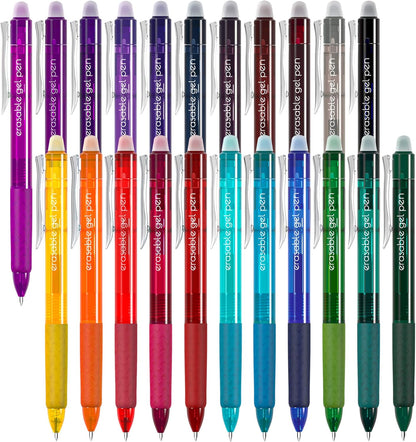 Vanstek 15 Colors Retractable Erasable Gel Pens Clicker, Fine Point(0.7), Make Mistakes Disappear, Premium Comfort Grip for Drawing Writing Planner and School Supplies