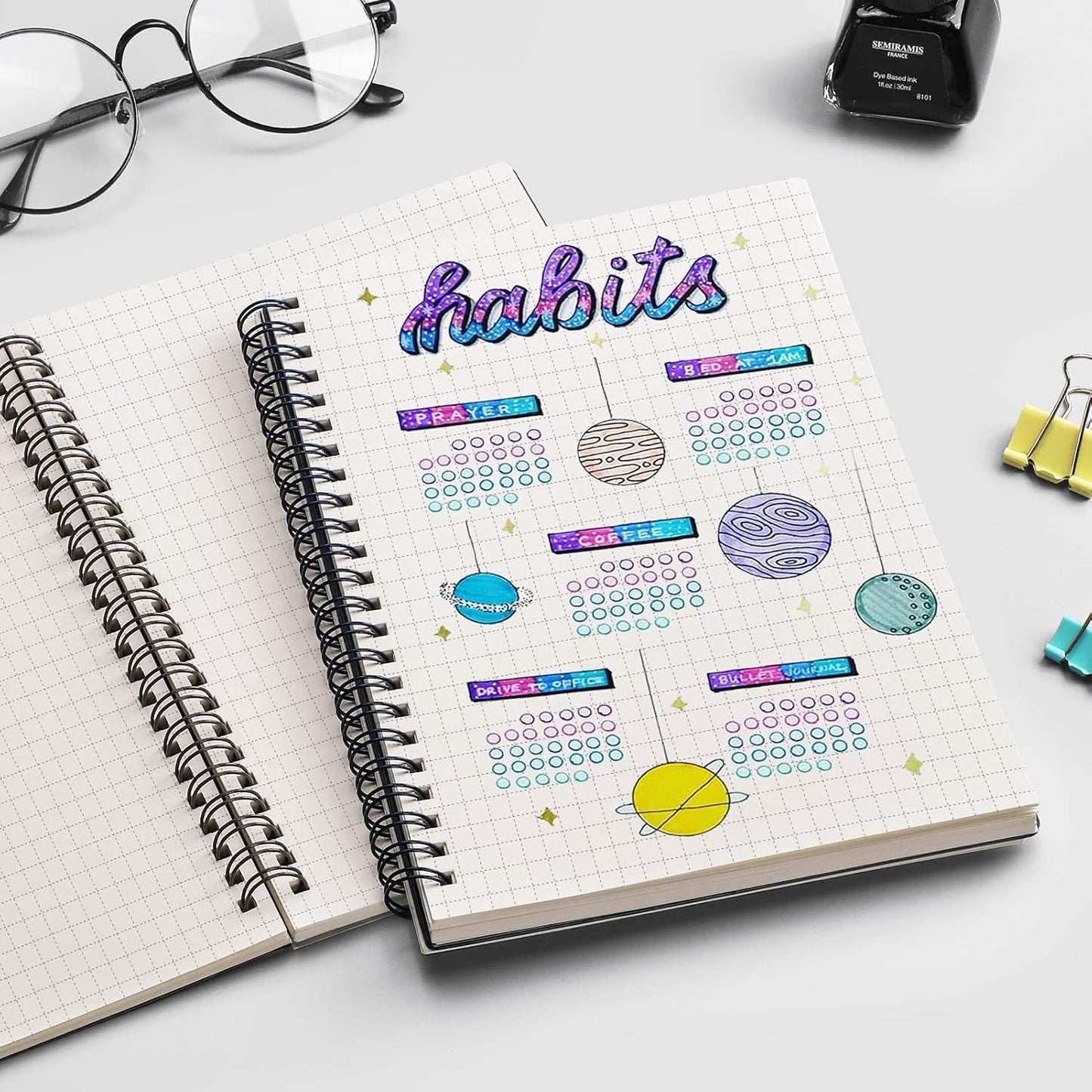 EMSHOI Dotted Journal Spiral Notebook 5.7" x 8.22" - 4 Pack 640 Pages 100gsm Thick Paper, A5 Dot Grid Notebook, Plastic Hardcover Dotted Notebook for Journaling Writing