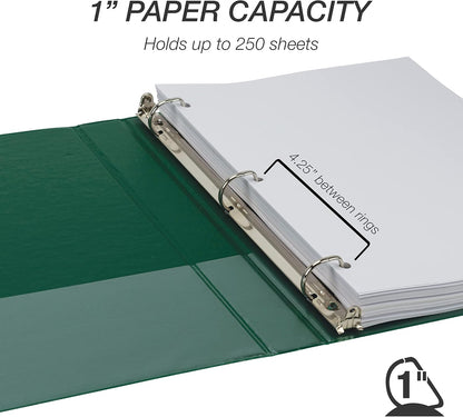 Samsill Durable 4 inch 3 Ring Binder, D Ring Binder, 100% Recycled Chipboard, Black, 2 Pack