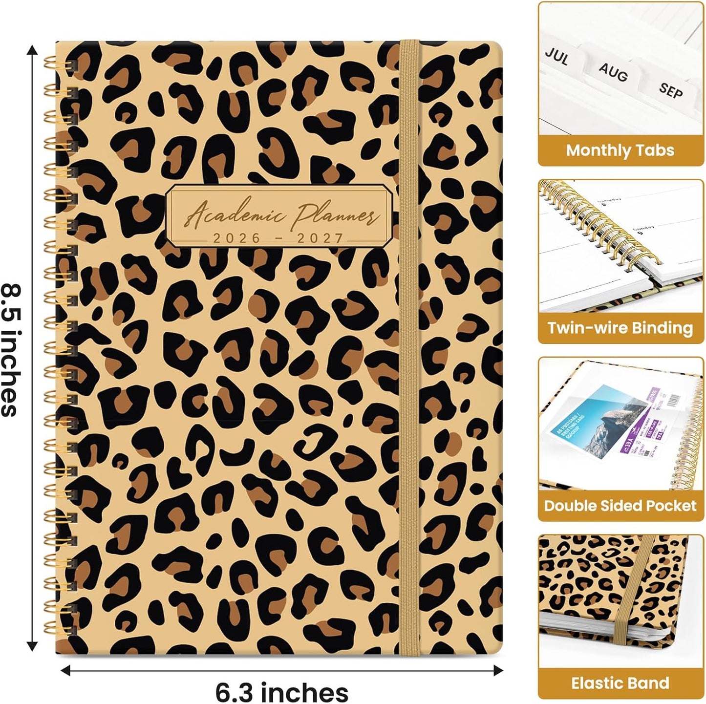 Planner 2026-2027, Academic Year Monthly and Weekly Calendar Planner, Jul 2026 - Jun 2027, Hardcover Teacher Student Planning Agenda book with Tabs, Perfect for School Office Supplies, 6.3" x 8.5" - Wildflowers