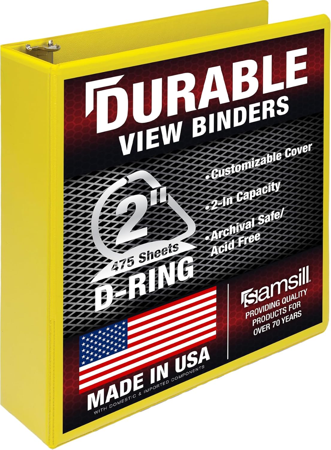 Samsill Durable 4 inch 3 Ring Binder, D Ring Binder, 100% Recycled Chipboard, Black, 2 Pack