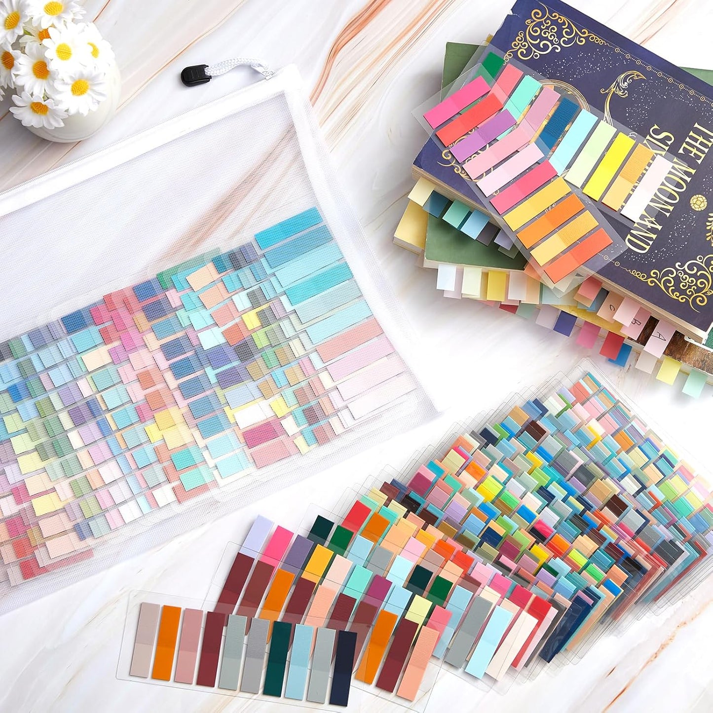 ReliThick 8000 Pcs Writable Sticky Tabs, 40 Colors Book Notes for Annotating Books, Self-Adhesive Index Tabs for Bible, Planner, Notebook, School & Office Supplies