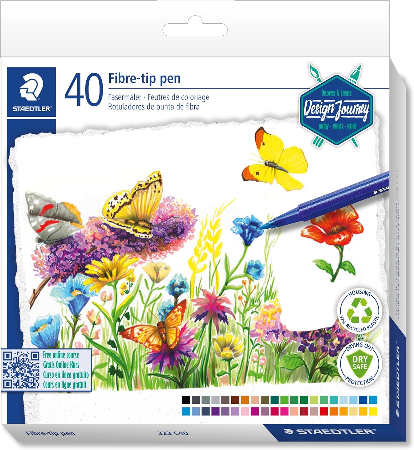 STAEDTLER 323 Triplus Colour Fibre-Tip Pens, 1.0 mm, Assorted Colours, Pack of 10