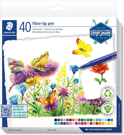 STAEDTLER 323 Triplus Colour Fibre-Tip Pens, 1.0 mm, Assorted Colours, Pack of 10