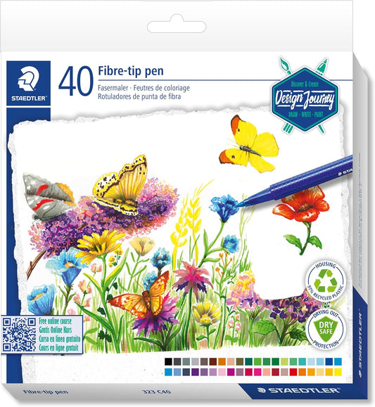 STAEDTLER 323 Triplus Colour Fibre-Tip Pens, 1.0 mm, Assorted Colours, Pack of 10