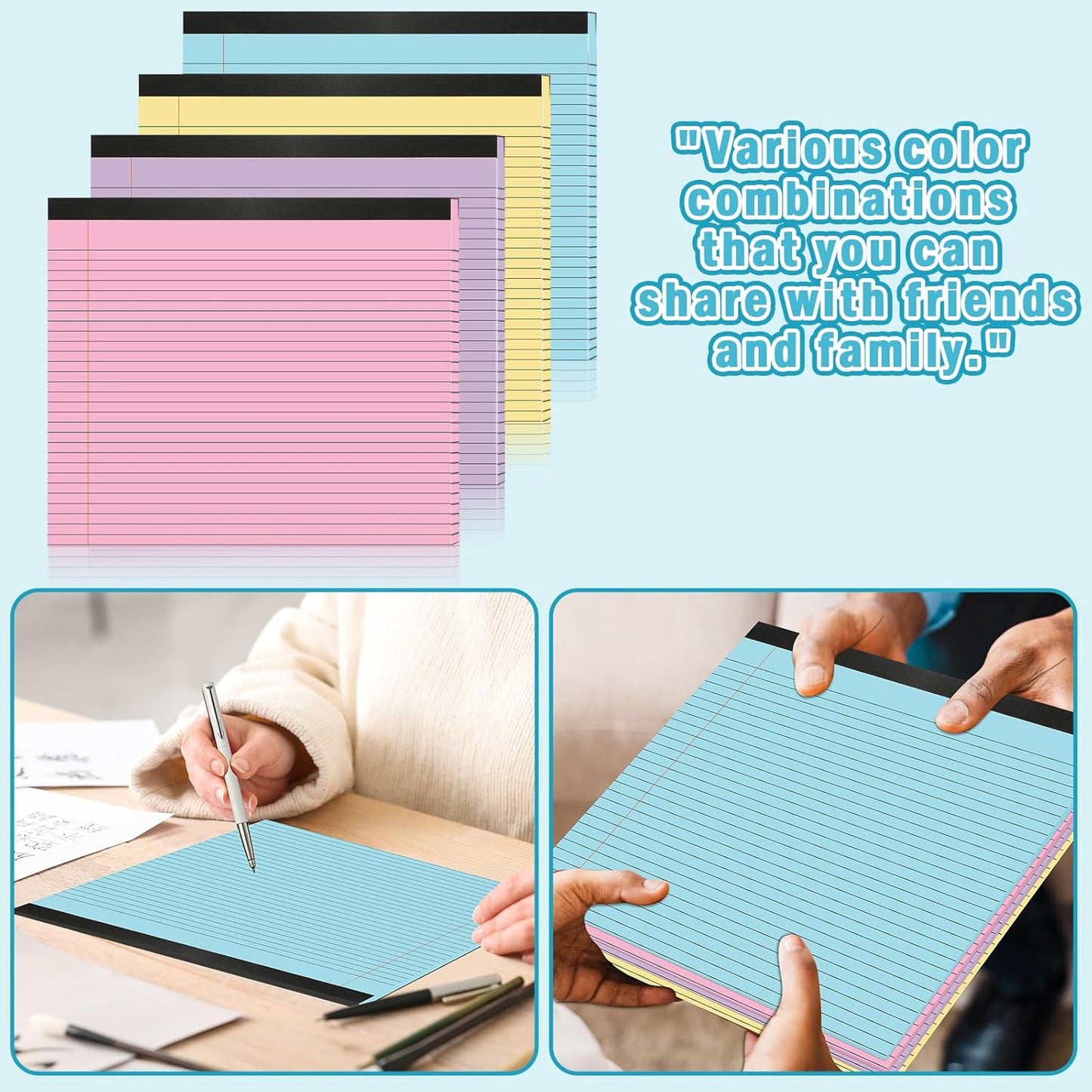 gisgfim 4 Pack 11" x 9.5" Legal Pads College Ruled Notepad Landscape Notebook 80 GSM Horizontal Lined Notebook Writing Pads Aesthetic Legal Pad for School Office Business (Pastel)