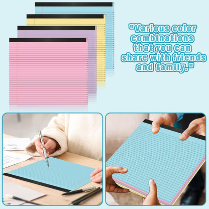 gisgfim 4 Pack 11" x 9.5" Legal Pads College Ruled Notepad Landscape Notebook 80 GSM Horizontal Lined Notebook Writing Pads Aesthetic Legal Pad for School Office Business (Pastel)