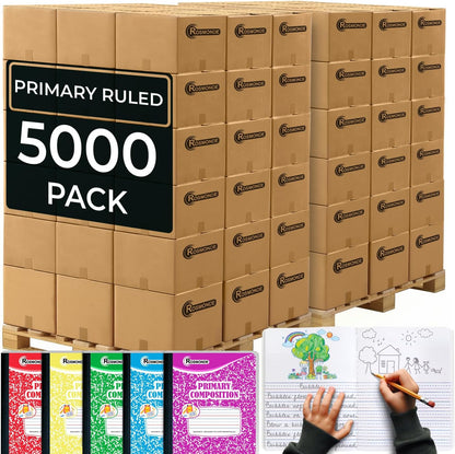 Rosmonde 50 Pack Composition Notebooks Bulk, Wide Ruled Composition Notebook, 200 Pages (100 Sheets), 9-3/4 x 7-1/2, Black Marble, Bulk School Supplies, Office Notebooks, Bulk Notebooks for School