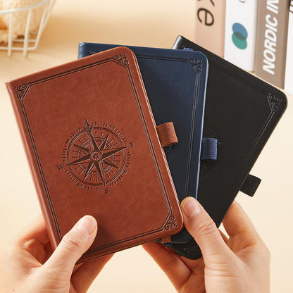 NIRMIRO Small Notebook Journals, 3 Pack Mini Pocket Note pads for Men & Women Writing, A6 Small Leather Notepad 3.7" x 5.7" with Pen, Black, Red, Green