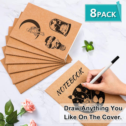 feela 90 Pack Kraft Notebooks Bulk, Lined Travel Journals Note Pad Notebooks for Men Women Girls Students, Making Plans Writing Memos Office School Supplies, A5, 60 Pages, 8.3” X 5.5”
