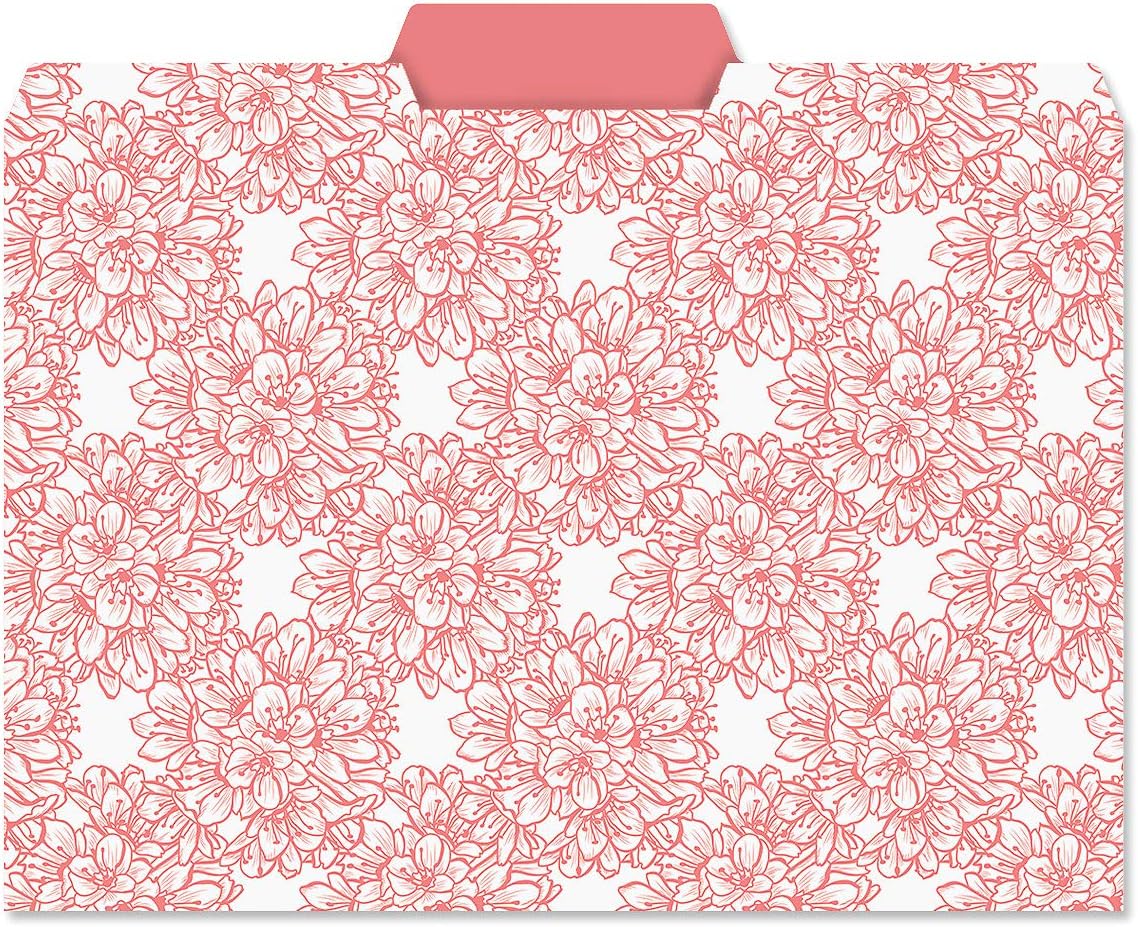 Current Floral Fun File Folders Value Pack - Bulk Set of 24, 6 Pretty Decorative Designs, 1/3 Cut Tabs, Heavy-Duty Paper Stock, Office Supplies for Home & Work, 9-½” x 11-¾” Letter Size