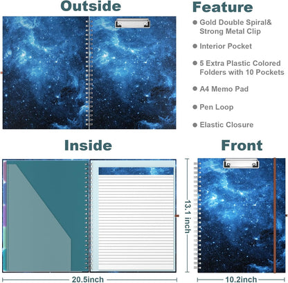 Hongri Clipboard Folio with Refillable Lined Notepad, 8.5 x 11 Folders with Storage 10 Pockets, Spiral Portfolio, Size 12.8X 9.7 in, Office & School Supplies, Skeleton