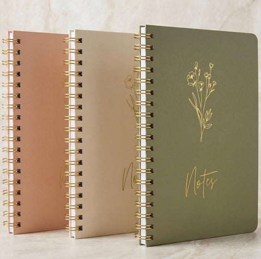 ZICOTO Aesthetic Spiral Notebook Set of 3 For Women - Cute College Ruled 8x6 Journal/Notebook with Large Pockets And Lined Pages - Perfect Supplies to Stay Organized at Work or School