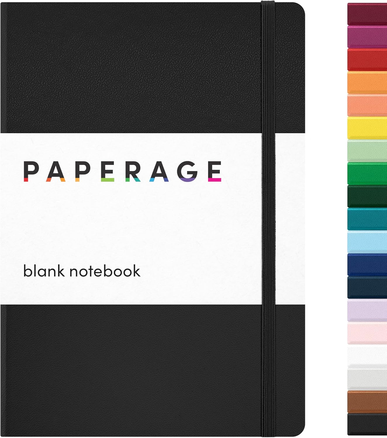 PAPERAGE Lined Journal Notebook, (Black), 160 Pages, Medium 5.6 in x 8 in - 100 GSM Thick Paper – Hardcover Journaling Notebook for Work, School & Note Taking