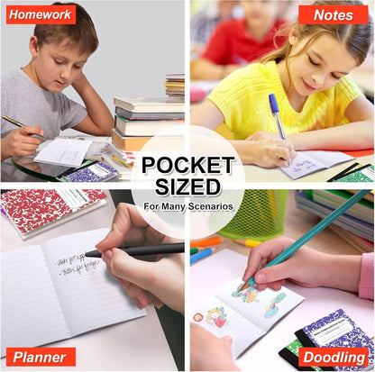 feela 40 Pack Mini Composition Notebook Bulk, Cute Pocket Composition Note Pad, Small Journal Notebooks for Students College School Supplies, 4.5" X 3.25", Narrow Ruled, 5 Marble Covers