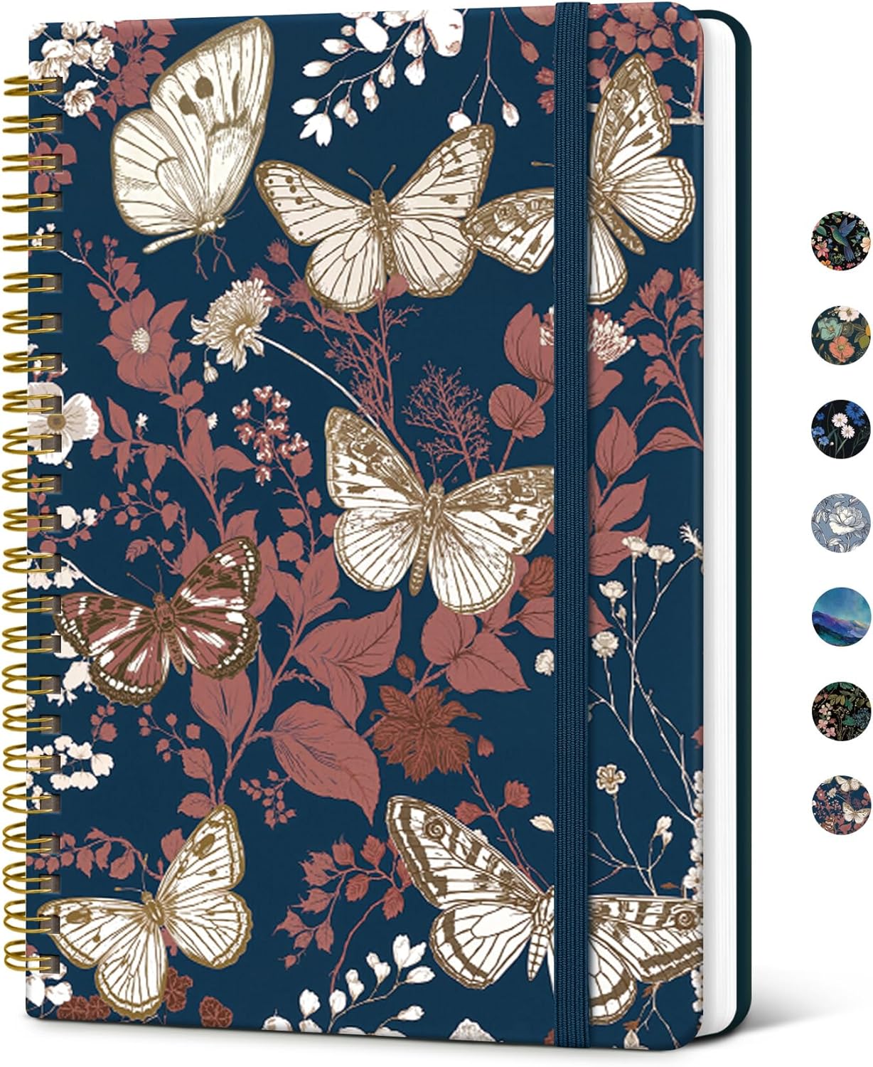 Taja Lined Spiral Journal Notebook for Women, A5 Cute College Ruled Hardcover Notebook for Work & Note Taking, Pretty Journal for Writing, 140 Pages, Flower Garden