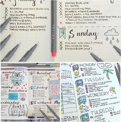 Taotree Journal Planner Pens, 24 Black Fine Point Pens, Ideal for Art, Crafts, Scrapbooks, School, Office, and More