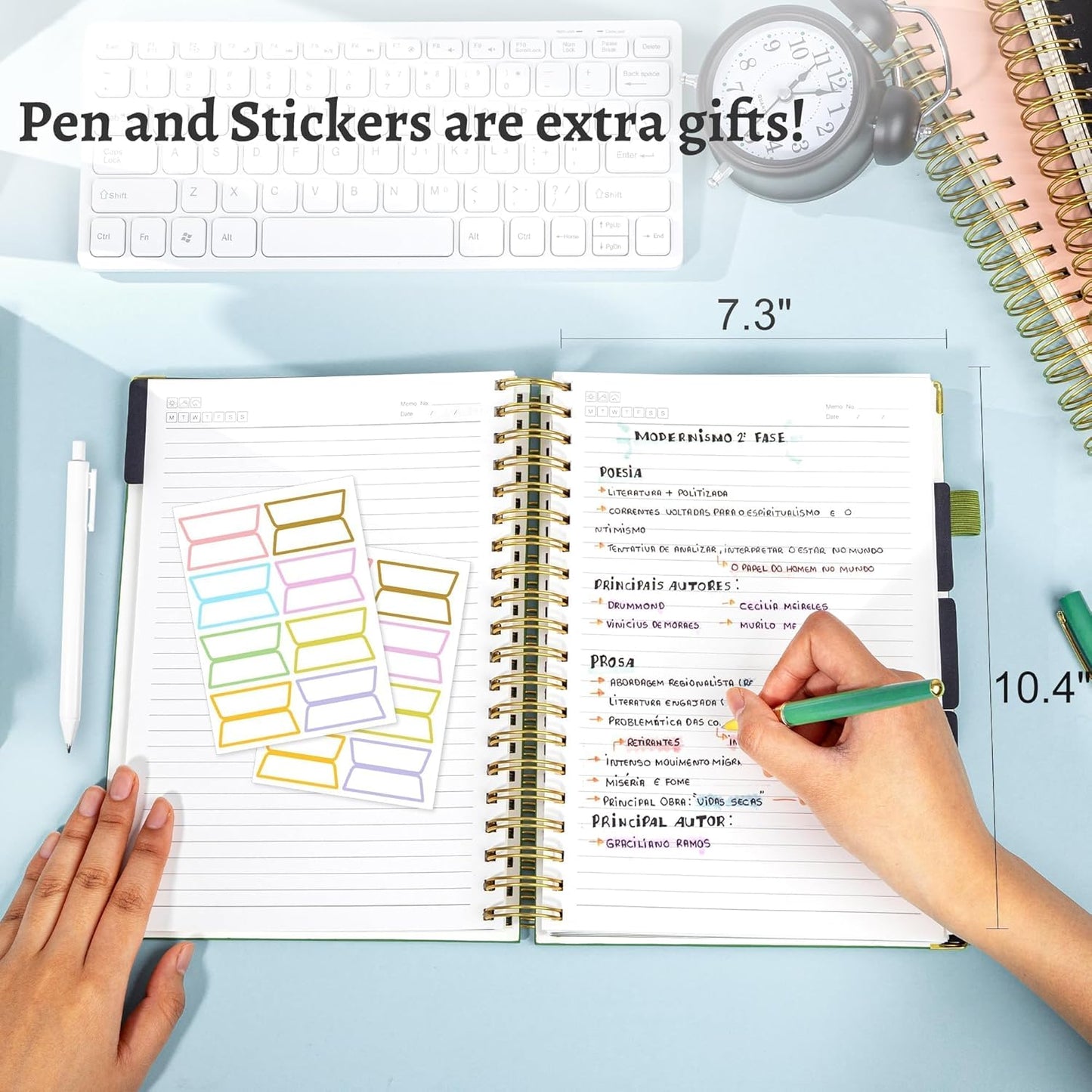 Hardcover Spiral Notebook with Tabs 8"x10" Large Spiral Lined Journals for Women with Dividers 240 Pages College Ruled Composition Notebook 5 Subject Notebook for Work, Back to School, Gifts, Purple