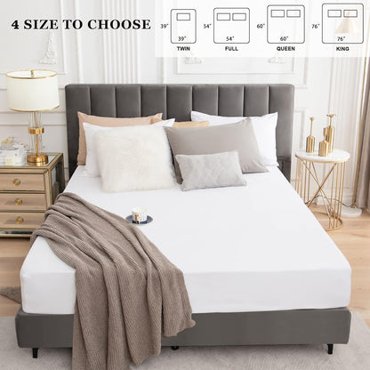 Sufdari Mattress Protector,Waterproof 18" Deep Pocket Mattress Cover Fitted Sheet Style with Elastic Rubber Band,Washable and Easy Care-Black,Queen