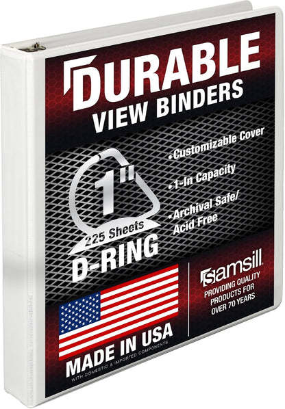 Samsill Durable 4 inch 3 Ring Binder, D Ring Binder, 100% Recycled Chipboard, Black, 2 Pack