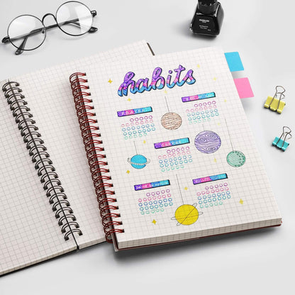 EMSHOI Dotted Journal Spiral Notebook 5.7" x 8.22" - 4 Pack 640 Pages 100gsm Thick Paper, A5 Dot Grid Notebook, Plastic Hardcover Dotted Notebook for Journaling Writing