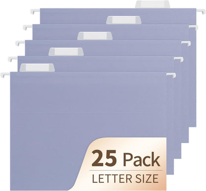 Blue Hanging File Folders,25 Pack Letter Size File Folders with 1/5-cut Tabs,Office Essentials for Filing Cabinet & Desk Storage