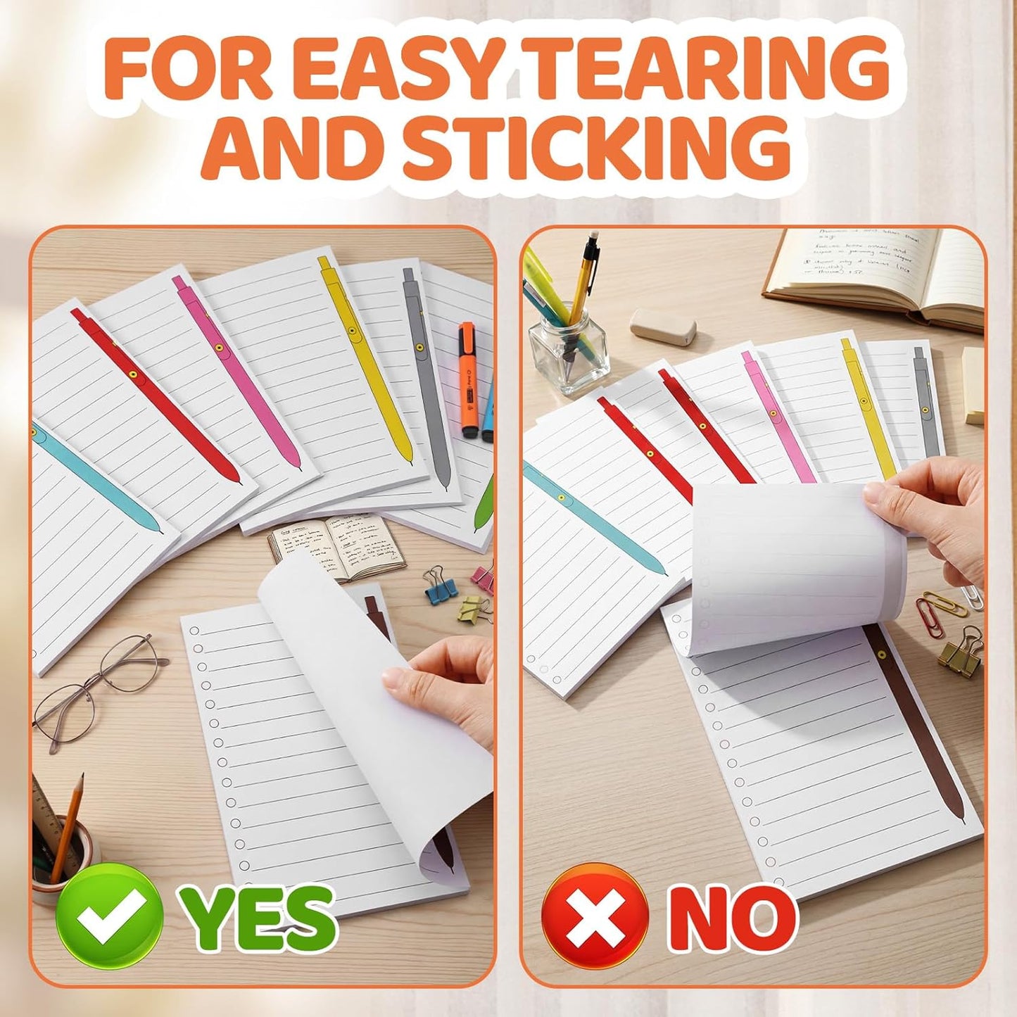 Colarr 16 Pack Lined Sticky Notepads 5 x 8 Inch To Do List Ballpoint Pen Pattern Large Note Pads 1620 Sheets 8 Design Self Stick Ruled Cute Note Pads for Office College Home School Supplies