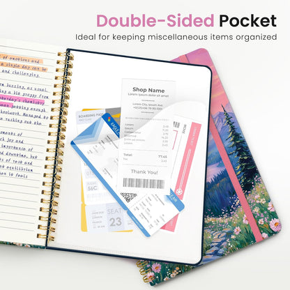 ZOTIA Lined Spiral Journal for Women, A5 Cute Hardcover College Ruled Notebook for Work, School & Note Taking, Aesthetic Writing Journal, 140 Pages (5.8" x 8.3"), Blue Floral
