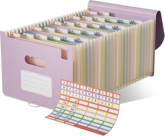 EcoStash Wheat Straw Accordion File Organizer, 26 Pockets Expanding File Folder, Monthly Bill Receipt Organizer with A-Z Tabs, BPA Free, Letter/A4 - Strawberry Pink