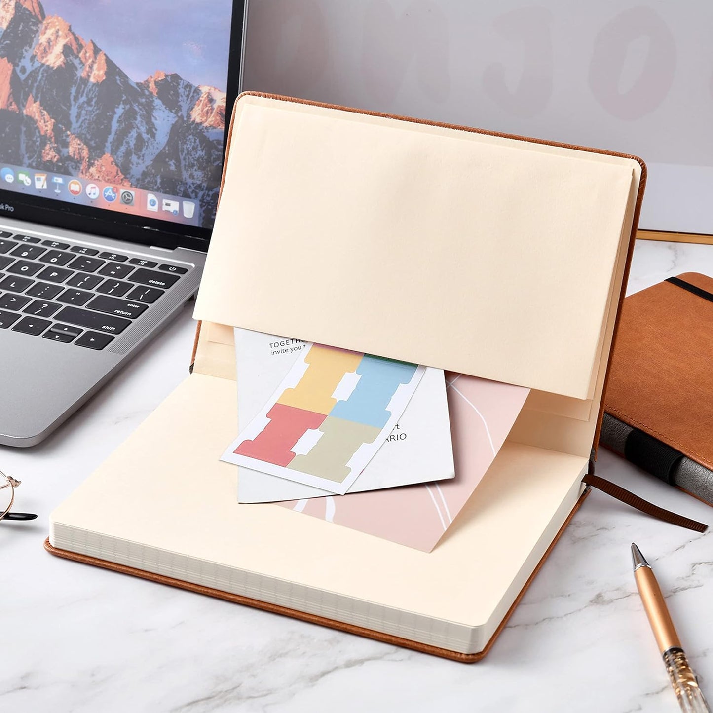 Lemome Grid Paper Notebook Hardcover Classic Notebook with Pen Holder - Page Dividers Presents 8.4 x 5.7 in