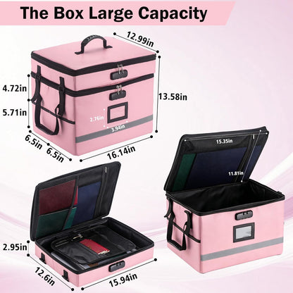 EXLIFBAG File Organizer, Fireproof File Box with Lids, Important Document Organizer Box with Lock, Portable File Folder Organizer with Handle
