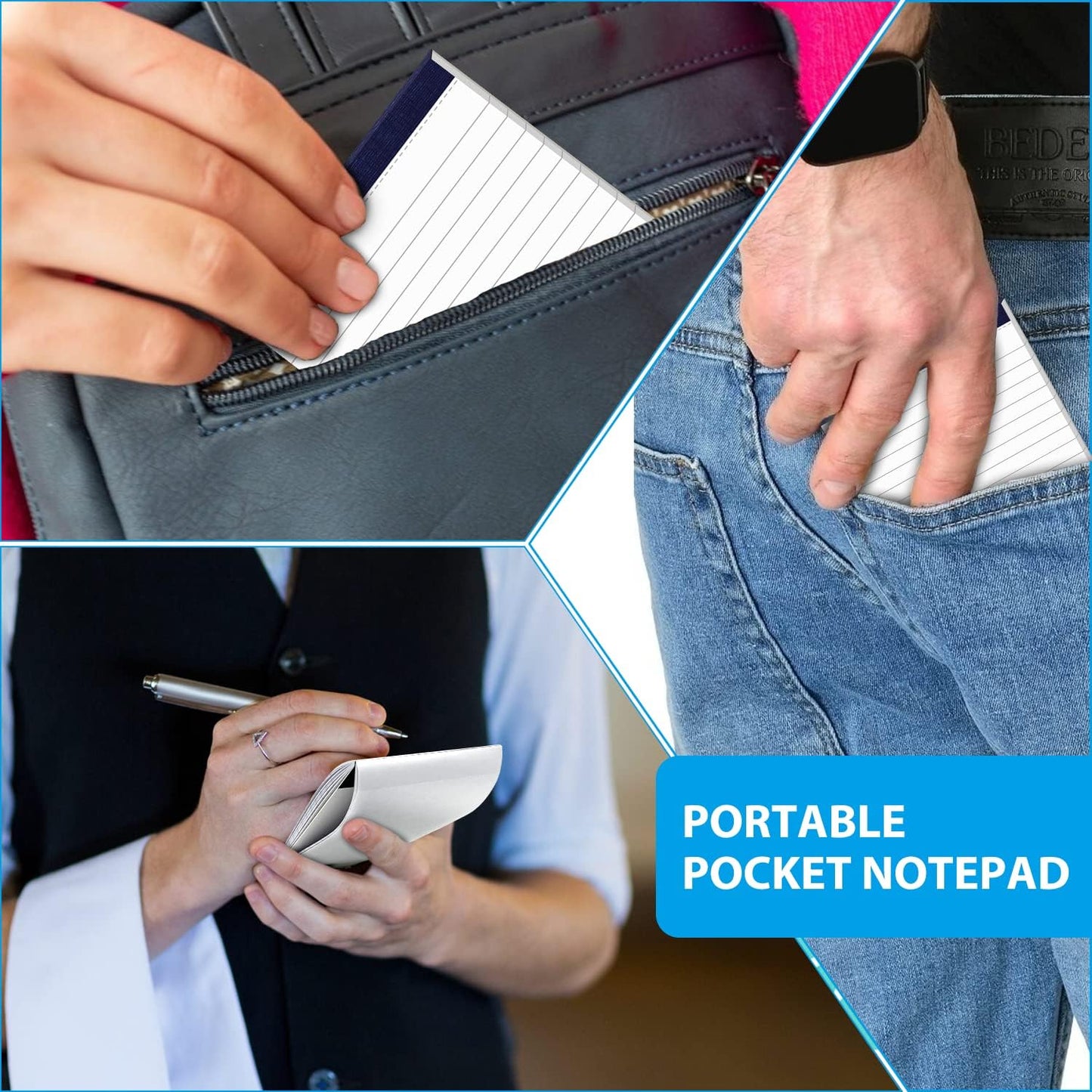 Note Pads 5x8, Narrow Ruled Legal Pad, Multicolor Small Notepads, 30 Sheet/notepad, 8 Pack Colored Legal Pads, Pink Legal Pad, Purple Notepad, Perforated Lined Note Pads for Study, Office, To-Do Lists