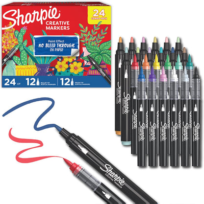 Sharpie Creative Markers Variety Pack, Water-Based Acrylic Paint Markers, Fine Tip, Assorted, 24 Count