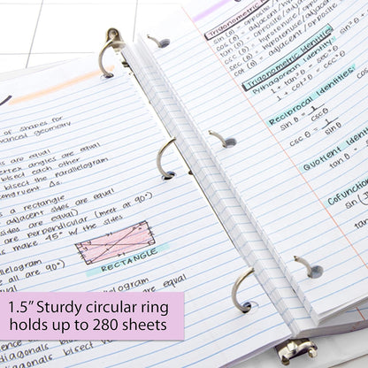 BAZIC Products 3 Ring Binder - Burgundy, Economy View Binder with Clear Overlay Cover and Round Rings, Organizer for School Office Home Use, 1.5-inch Capacity Holds 280 Sheets Paper, 1-Pack
