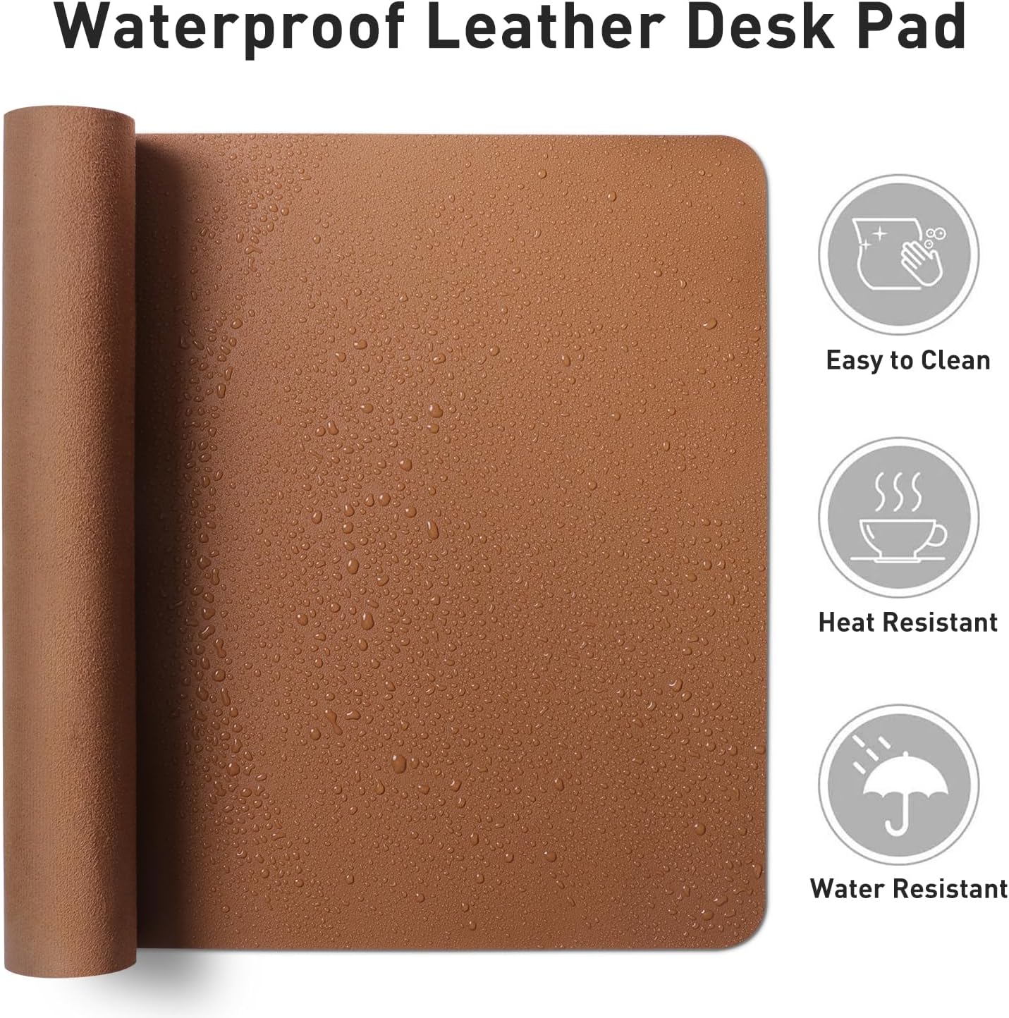 Aothia Leather Desk Pad Protector, Mouse Pad, Office Desk Mat, Non-Slip PU Leather Desk Blotter, Laptop Desk Pad, Waterproof Desk Writing Pad for Office and Home (Black,36" x 17") - Colors A