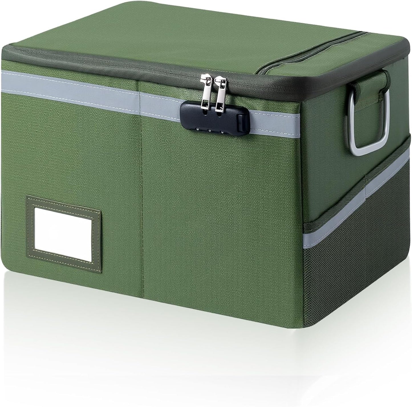Fireproof Waterproof Document Box with Lock Collapsible Portable File Organizer Hard Shell Storage for Hanging Letter Legal Folders Home Office Safe Black 15.7x11.2x10.2in