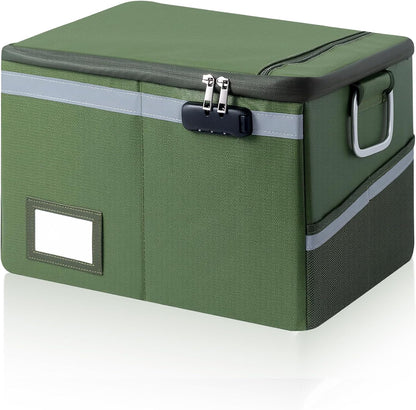 Fireproof Waterproof Document Box with Lock Collapsible Portable File Organizer Hard Shell Storage for Hanging Letter Legal Folders Home Office Safe Black 15.7x11.2x10.2in