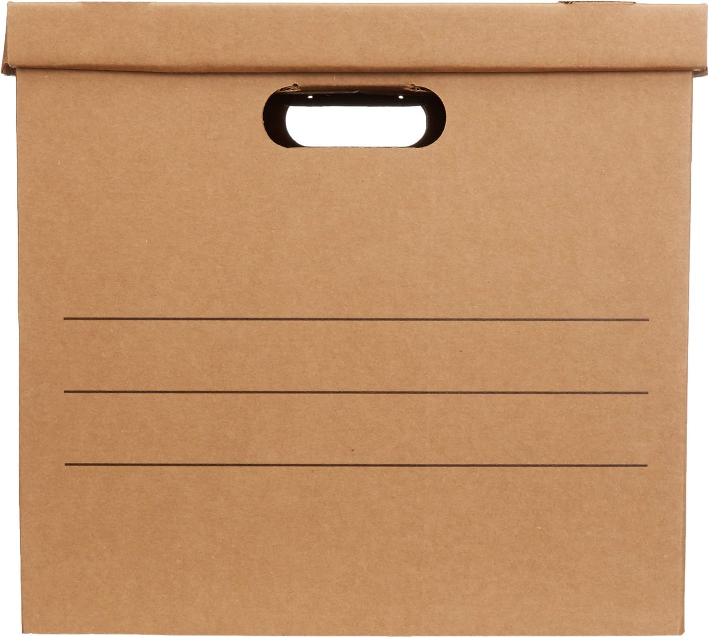 Amazon Basics Moving and Storage Boxes with Handles and Lift-Off Lids, File Storage, Collapsible, 15x10x12 in, Brown, 20-Pack