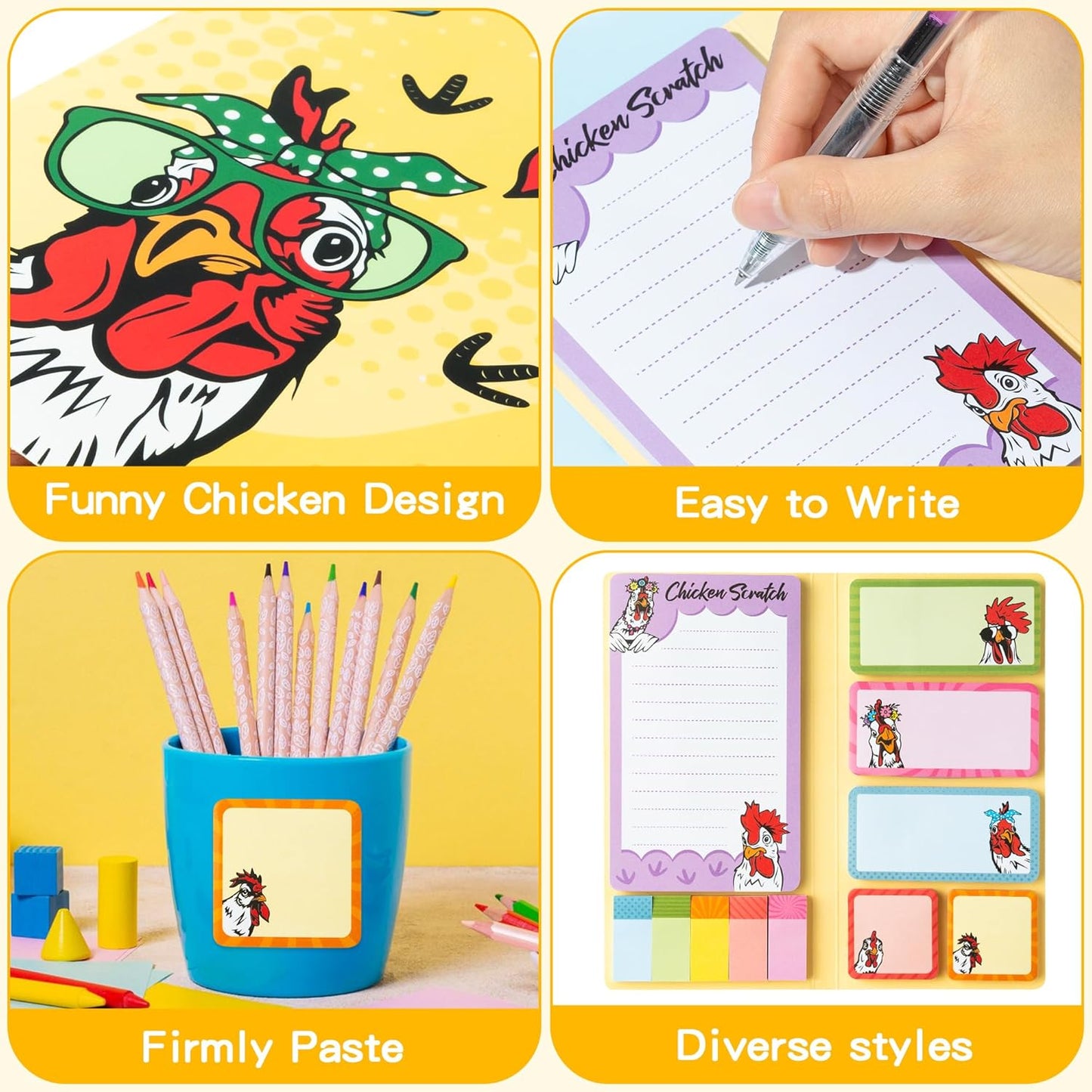B1ykin Cute Sticky Notes Set - Stay Alive Skeleton Shaped Self-Stick Notes Pad, 550 Sheets Writing Memo Pages Sticky Notepad for Teacher Appreciation Gifts, School Office Supplies (Funny Skeleton) - Colors A
