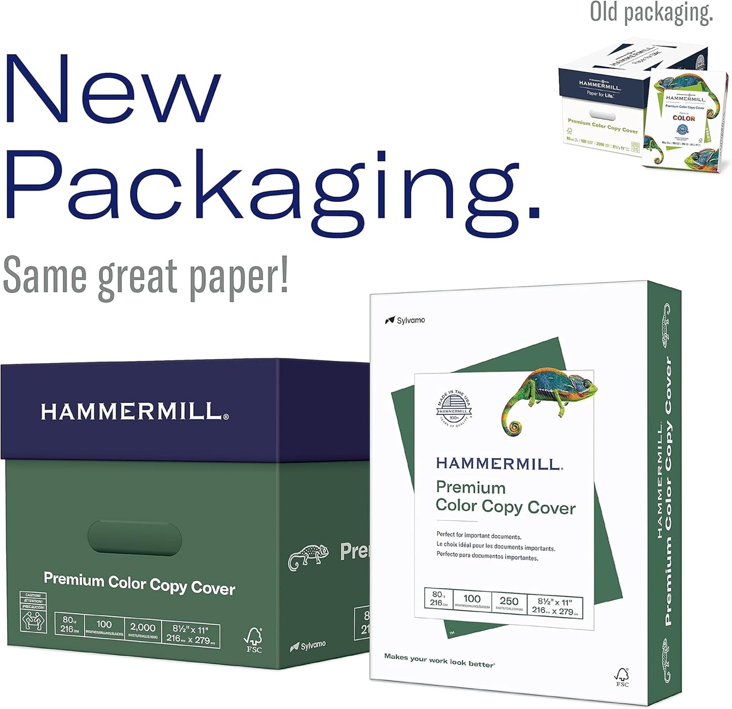 Hammermill Cardstock, Premium Color Copy, 80 lb, 8.5 x 11 - 1 Pack (250 Sheets) - 100 Bright, Made in the USA Card Stock, 120023R, White