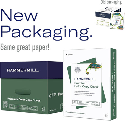 Hammermill Cardstock, Premium Color Copy, 60 lb, 8.5 x 11-100 Bright, Made in the USA Card Stock, 122549R, White - 1 Pack (250 Sheets)