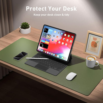 Aothia Leather Desk Pad Protector, Mouse Pad, Office Desk Mat, Non-Slip PU Leather Desk Blotter, Laptop Desk Pad, Waterproof Desk Writing Pad for Office and Home (Black,36" x 17") - Colors A