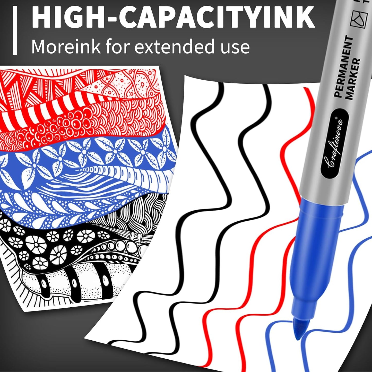 Black Ultra Fine Point Permanent Markers, Extra Fine Tip, Quick Drying and Waterproof, Fade Resistant Perfect on Paper, Glass, Metal, Plastic, Wood, Office & School Use, 30 Pack