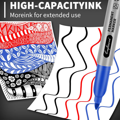 Black Ultra Fine Point Permanent Markers, Extra Fine Tip, Quick Drying and Waterproof, Fade Resistant Perfect on Paper, Glass, Metal, Plastic, Wood, Office & School Use, 30 Pack