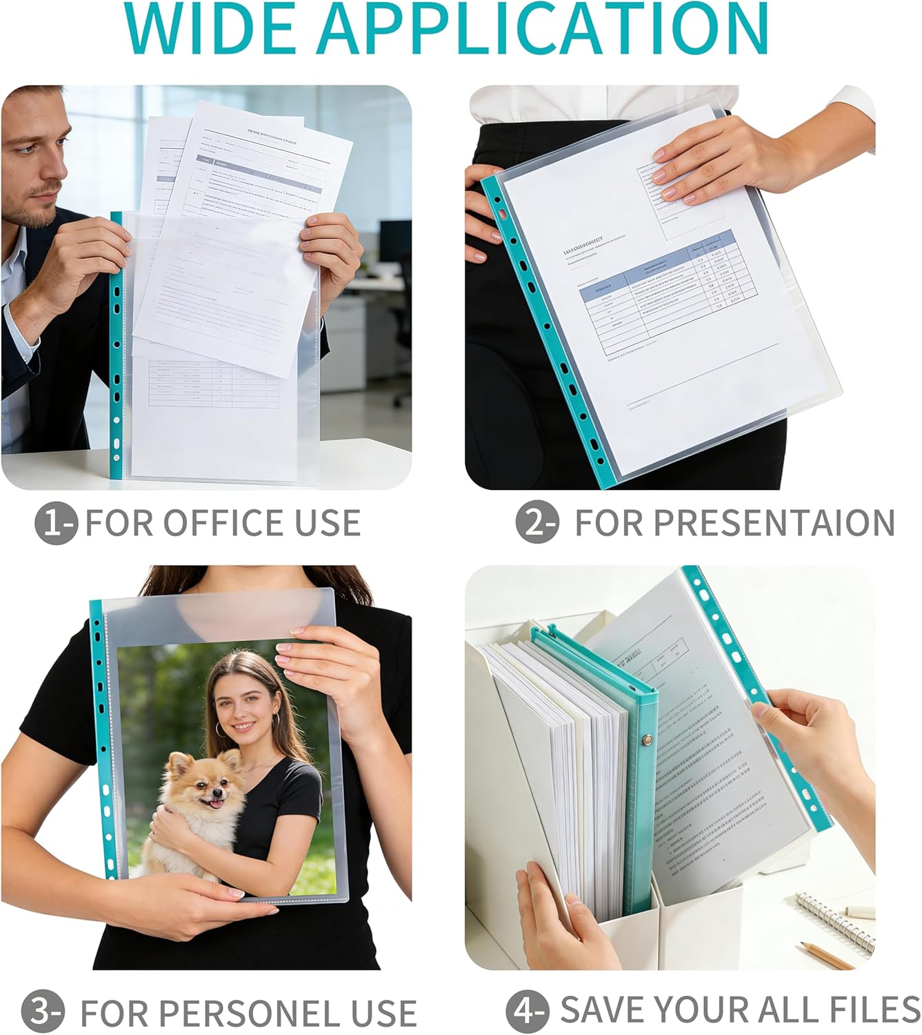100 Pack Sheet Protectors for 3 Ring Binder 8.5 x 11 Clear Paper Sleeves Protector Plastic Page Protetors Document Protetors Sheet Protectors Heavy Duty Letter Size Plastic Sheets