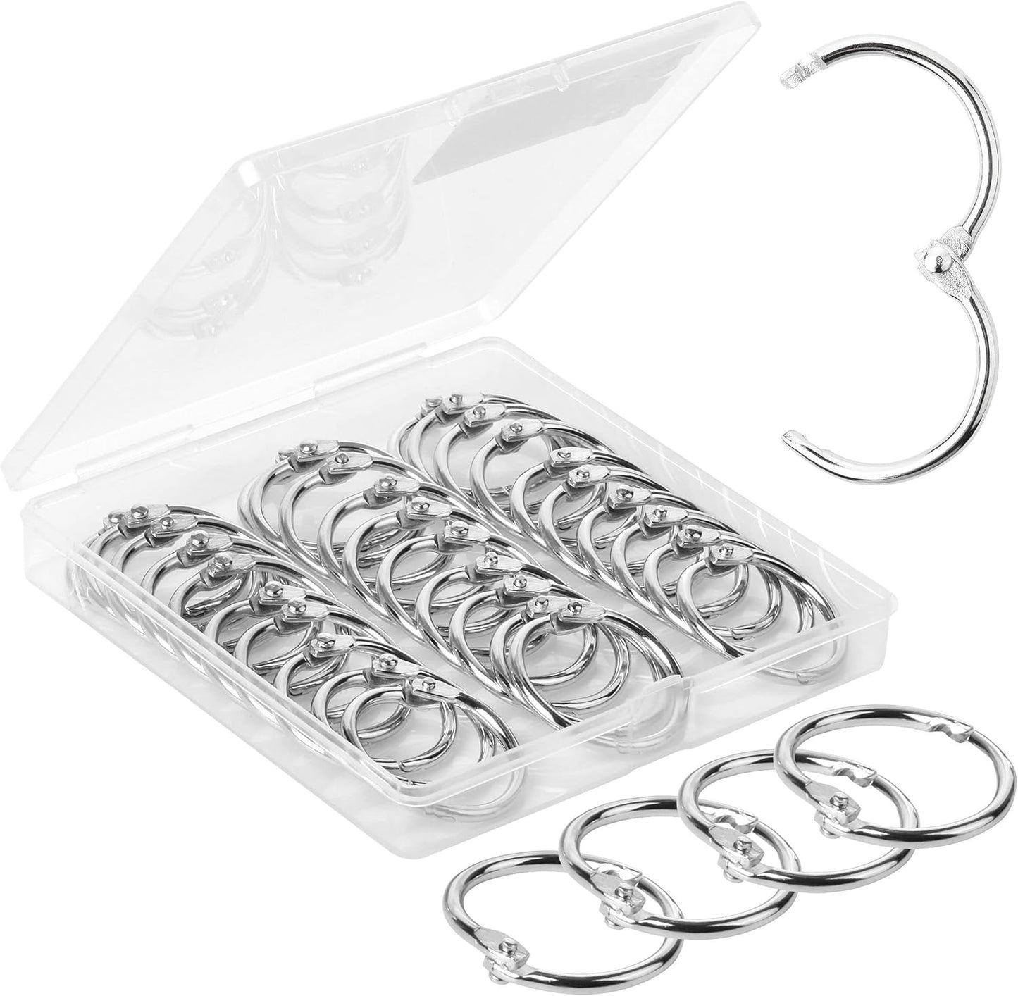 Mr. Pen- Loose Leaf Binder Book Rings, 5 Assorted Sizes (0.6", 1", 1.2", 1.5",2"), 36 Pack, Metal Binder Rings for Index Cards, Keychains, School, Home, Office, Silver