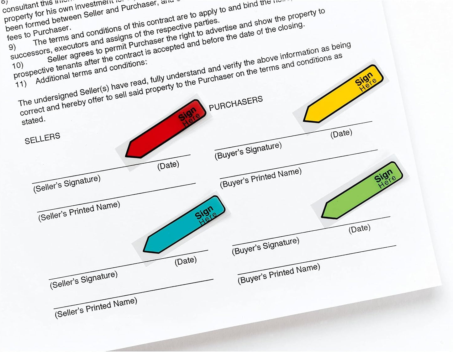 Post-it Message Sign Here Flags, 30/Dispenser, 4 Dispensers/Pack, .47 in Wide, Assorted Colors (684-SH)