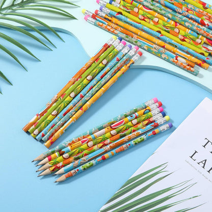 Fainne 72 Pcs Beach Themed Summer Pencils with Eraser Bulk Hawaiian Party Favors Cool Summer Novelty Fun Wooden Colorful Pencils for Class School Office Supplies Reward Party Gifts, 6 Style (Beach)