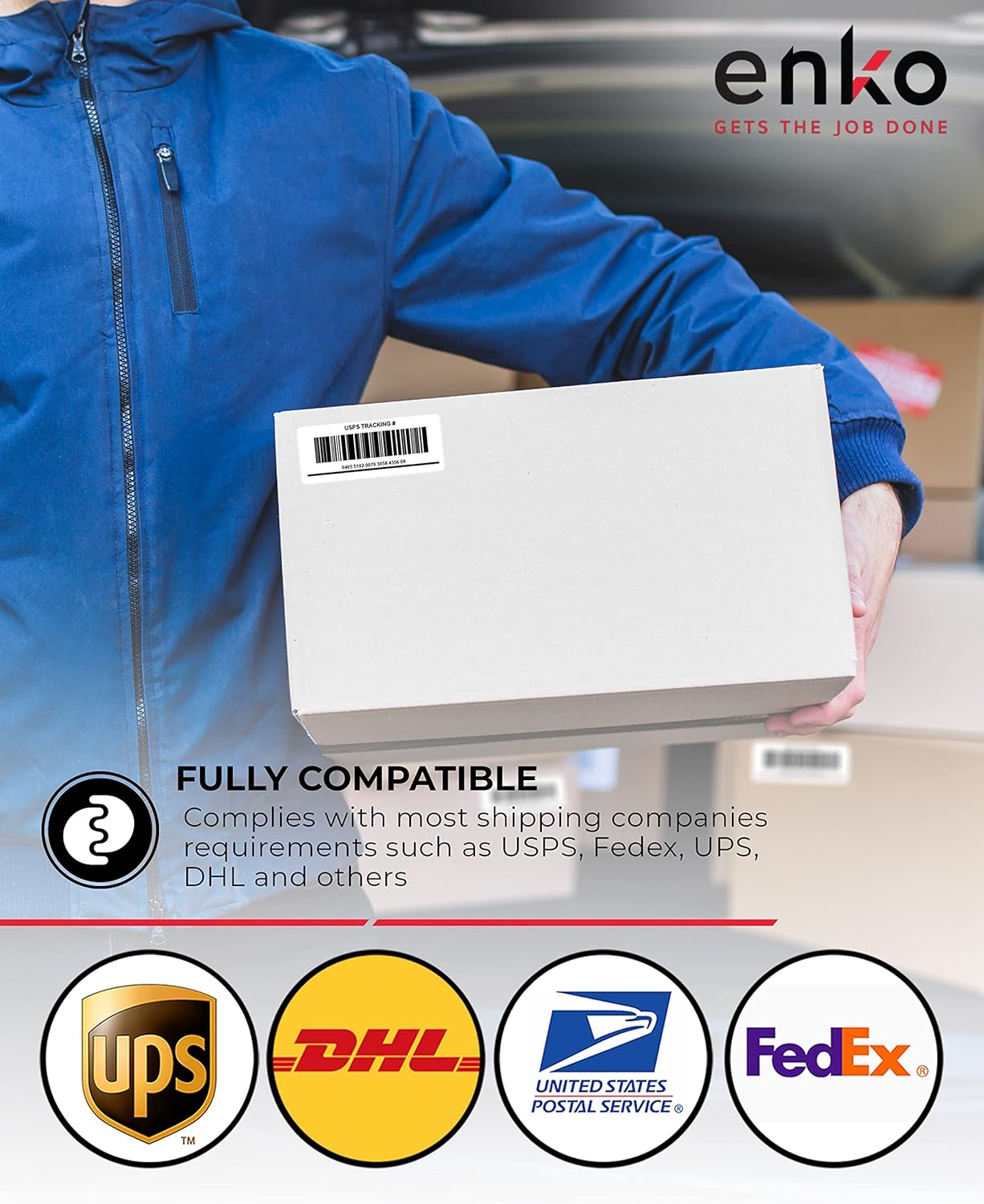 enKo 1 x 2-5/8 Inch 30 Up Return Mailing Address Labels White Printable FBA Labels (100 Sheets, 3000 Labels)